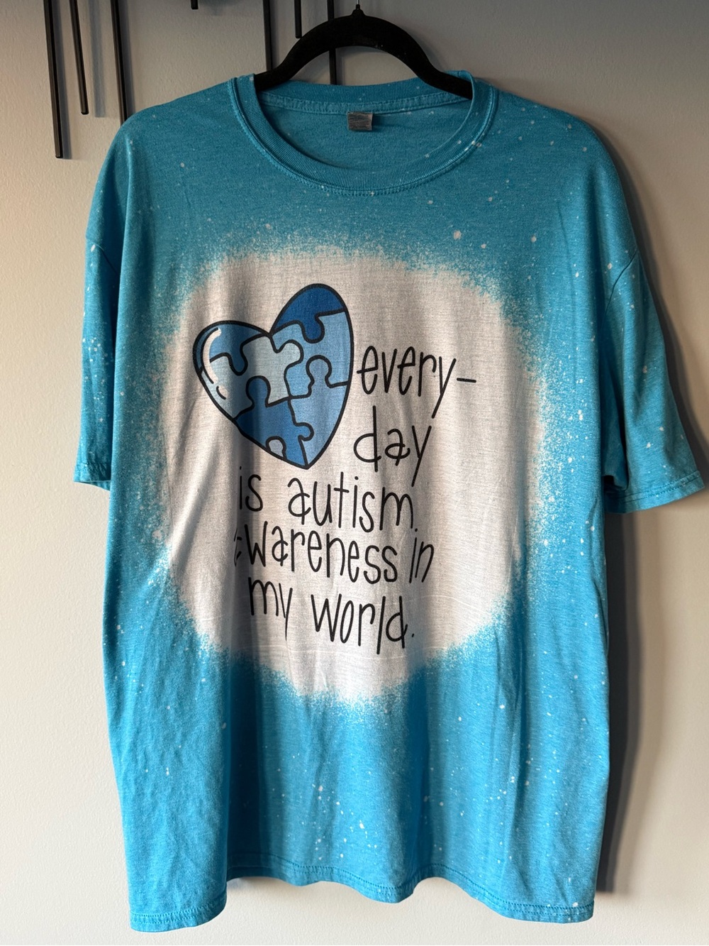 Gildan Teal Autism Awareness Tee with Blue Puzzle Heart